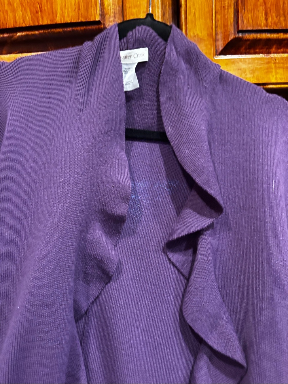 Coldwater Creek Purple Ruffle-Front Sweater Shrug (one size).